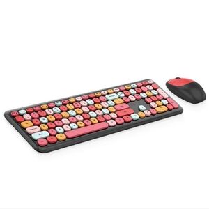 Mofii 666 Wireless Keyboard Mouse Combo, 2.4G Colored keyboard Black Red Pink